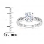 White Gold 1 1/2ct Solitaire Vintage Scroll Clarity Enhanced Diamond Engagement Ring  - Handcrafted By Name My Rings™