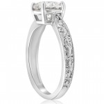 White Gold 1 1/2ct Solitaire Vintage Scroll Clarity Enhanced Diamond Engagement Ring  - Handcrafted By Name My Rings™