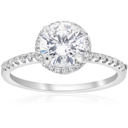 White Gold 1 3/4 ct TDW Diamond Clarity Enhanced Round Cut Halo Engagement Ring - Handcrafted By Name My Rings™
