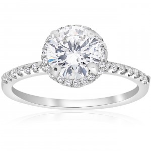 White Gold 1 3/4 ct TDW Diamond Clarity Enhanced Round Cut Halo Engagement Ring - Handcrafted By Name My Rings™