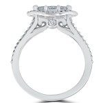 White Gold 1 3/8 ct TDW Sideways Marquise Enhanced Diamond Halo Engagement Ring - Handcrafted By Name My Rings™