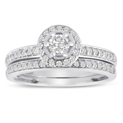 White Gold 1/2 Carat TDW Micro Pave Diamond Bridal Set - Handcrafted By Name My Rings™