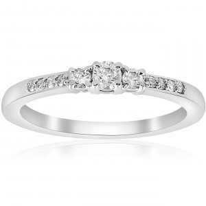 White Gold 1/4 ct TDW Diamond Three Stone Engagement Ring - Handcrafted By Name My Rings™