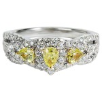 White Gold 1ct TDW Round White & Fancy Yellow Diamond Engagement Ring - Handcrafted By Name My Rings™