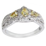 White Gold 1ct TDW Round White & Fancy Yellow Diamond Engagement Ring - Handcrafted By Name My Rings™