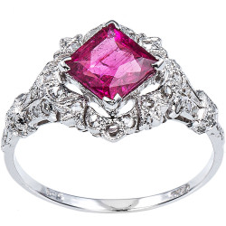 White Gold 2/5ct TDW Diamond and Rubellite Estate Cocktail Ring Size 8.25 - Handcrafted By Name My Rings™