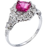 White Gold 2/5ct TDW Diamond and Rubellite Estate Cocktail Ring Size 8.25 - Handcrafted By Name My Rings™