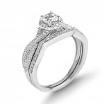 White Gold 3/4ct TDW White Natural Diamond Bridal Set - Handcrafted By Name My Rings™