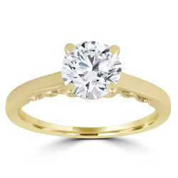 Gold 1 ct TDW Diamond Clarity Enhanced Round Brilliant Solitaire Engagement Ring - Handcrafted By Name My Rings™