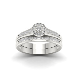 1/4ct TDW Diamond Bridal Set in Sterling Silver - Handcrafted By Name My Rings™