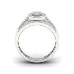 1/4ct TDW Diamond Cluster Halo Bridal Set in Sterling Silver - Handcrafted By Name My Rings™