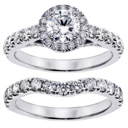 14k/ Gold 3ct TDW Round Diamond Bridal Ring Set - Handcrafted By Name My Rings™