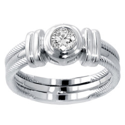 14k/ White Gold 1/4ct TDW Bezel Set Diamond Anniversary Wedding Ring - Handcrafted By Name My Rings™