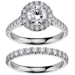 14k/ White Gold 2 3/5ct TDW Diamond Engagement Ring Bridal Set - Handcrafted By Name My Rings™