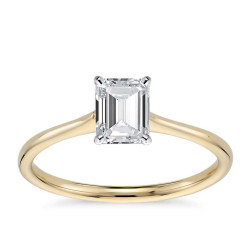 Gold 1 1/10ct TDW GIA Certified Diamond Emerald-Cut Engagement Ring - Handcrafted By Name My Rings™