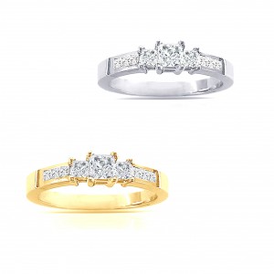 Gold 1/2ct TDW Princess Diamond Engagement Ring - Handcrafted By Name My Rings™