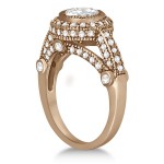 Gold 1ct TDW Vintage Diamond Halo Art Deco Engagement Ring Setting - Handcrafted By Name My Rings™