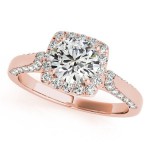 Gold Diamond Accented Square Halo Engagement Ring 1.00ct - Handcrafted By Name My Rings™