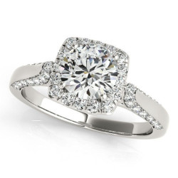 Gold Diamond Accented Square Halo Engagement Ring 1.00ct - Handcrafted By Name My Rings™