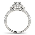 Gold Flower Halo Pear Accents Diamond Engagement Ring 1.75ct - Handcrafted By Name My Rings™