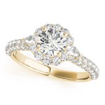 Gold Flower Halo Pear Accents Diamond Engagement Ring 1.75ct - Handcrafted By Name My Rings™