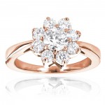 Gold Unique Flower 1.2ct Diamond TDW Engagement Ring - Handcrafted By Name My Rings™