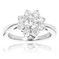 Gold Unique Flower 1.2ct Diamond TDW Engagement Ring - Handcrafted By Name My Rings™