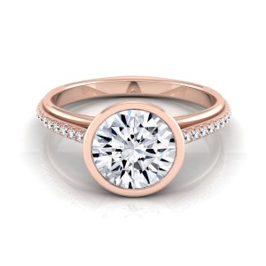 Rose Gold 1 1/10ct TDW Round Diamond Bezel Solitaire Engagement Ring - Handcrafted By Name My Rings™