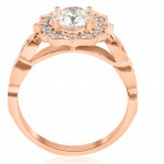 Rose Gold 1 3/8 ct TDW Diamond Clarity Enhanced Vintage Halo Engagement Ring - Handcrafted By Name My Rings™