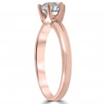 Rose Gold 1 ct TDW Solitaire Round Diamond Clarity Enhanced 6-Prong Engagement Ring - Handcrafted By Name My Rings™