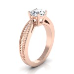 Rose Gold 1/2 Ct Round Diamond Leaf Texture Design Engagement Ring With - Handcrafted By Name My Rings™