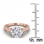 Rose Gold 1/2ct TDW White Diamond Millgrain Finish Engagement Ring - Handcrafted By Name My Rings™