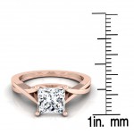 Rose Gold 1/2ctw TDW White Diamond Solitaire Cathedral Engagement Ring - Handcrafted By Name My Rings™