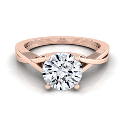 Rose Gold 1/2ctw TDW White Diamond Solitaire Cathedral Engagement Ring - Handcrafted By Name My Rings™