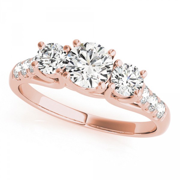 Rose Gold 1/4ct TDW White Diamond Three-Stone Engagement Ring - Handcrafted By Name My Rings™