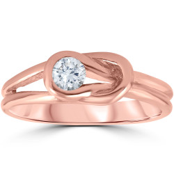 Rose Gold 1/5 ct TDW Solitaire Round Diamond Knot EngagementAnniversary Ring - Handcrafted By Name My Rings™