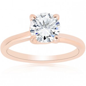 Rose Gold 1ct TDW Diamond Round Brilliant Cut Solitaire Clarity Enhanced Engagement Ring - Handcrafted By Name My Rings™