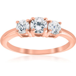 Rose Gold 1ct TDW Diamond Three Stone Engagement Ring - Handcrafted By Name My Rings™