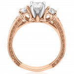 Rose Gold 1ct TDW Diamond Vintage Engagement Hand Engraved Ring - Handcrafted By Name My Rings™