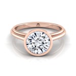 Rose Gold 1ct TDW Round Diamond Bezel Solitaire Engagement Ring - Handcrafted By Name My Rings™
