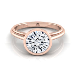 Rose Gold 1ct TDW Round Diamond Bezel Solitaire Engagement Ring - Handcrafted By Name My Rings™