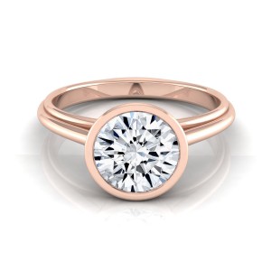 Rose Gold 1ct TDW Round Diamond Bezel Solitaire Engagement Ring - Handcrafted By Name My Rings™