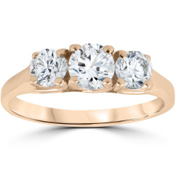 Rose Gold 1ct Three Stone Diamond Anniversary Engagement Ring - Handcrafted By Name My Rings™
