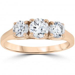 Rose Gold 1ct Three Stone Diamond Anniversary Engagement Ring - Handcrafted By Name My Rings™
