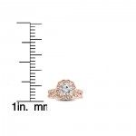 Rose Gold 2 cttw Diamond Clarity Enhanced Halo Vintage Engagement Ring & Wedding Band - Handcrafted By Name My Rings™