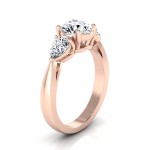 Rose Gold 2ct TDW Center and Pear Shape Sides 3 Stone Engagement Ring - Handcrafted By Name My Rings™