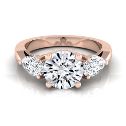 Rose Gold 2ct TDW Center and Pear Shape Sides 3 Stone Engagement Ring - Handcrafted By Name My Rings™