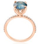 Rose Gold 3 1/5 ct TDW Blue Diamond Engagement Anniversary Ring - Handcrafted By Name My Rings™