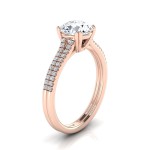 Rose Gold 5/8ctw TDW White Diamond 2 Row Double Prong Cathedral Engagement Ring - Handcrafted By Name My Rings™