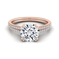 Rose Gold 5/8ctw TDW White Diamond 2 Row Double Prong Cathedral Engagement Ring - Handcrafted By Name My Rings™